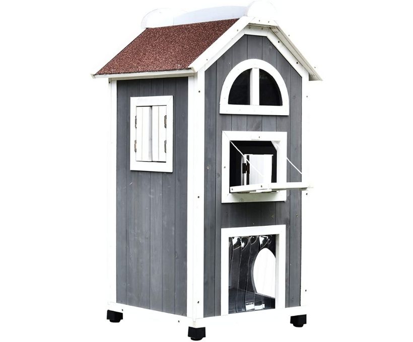 High Wooden Cat Cave Condo Shelter Furniture