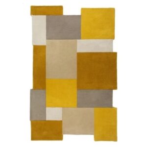 Abstract Collage Ochre Rug Full View