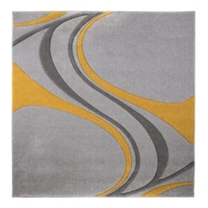Mirage Square Yellow and Grey Rug Full View